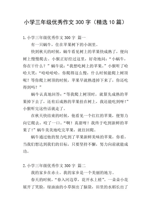 小学三年级优秀作文300字(精选10篇)