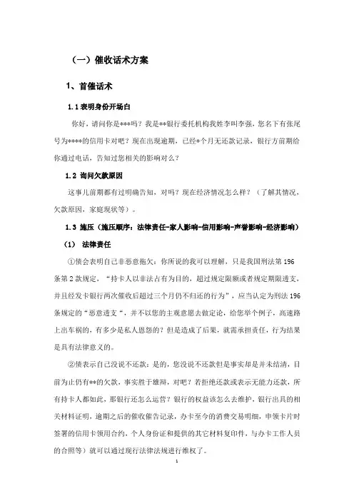 催收服务话术模板