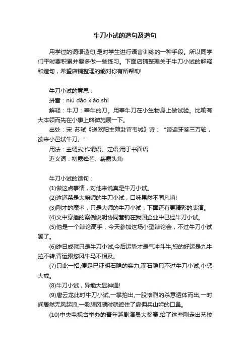 牛刀小试的造句及造句