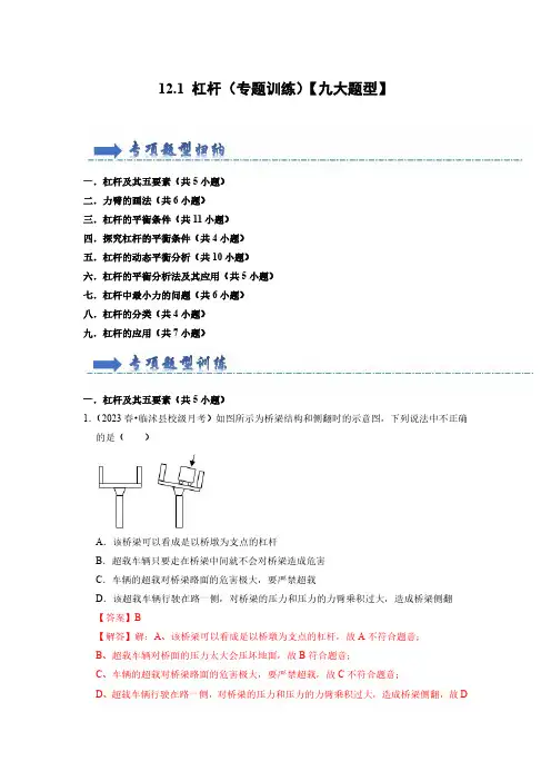 八年级物理下册-杠杆(专题训练)【九大题型】(解析版)
