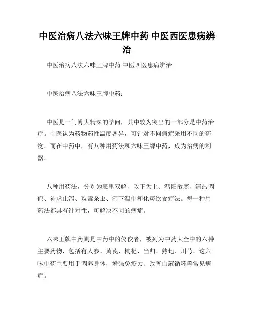 中医治病八法六味王牌中药 中医西医患病辨治 