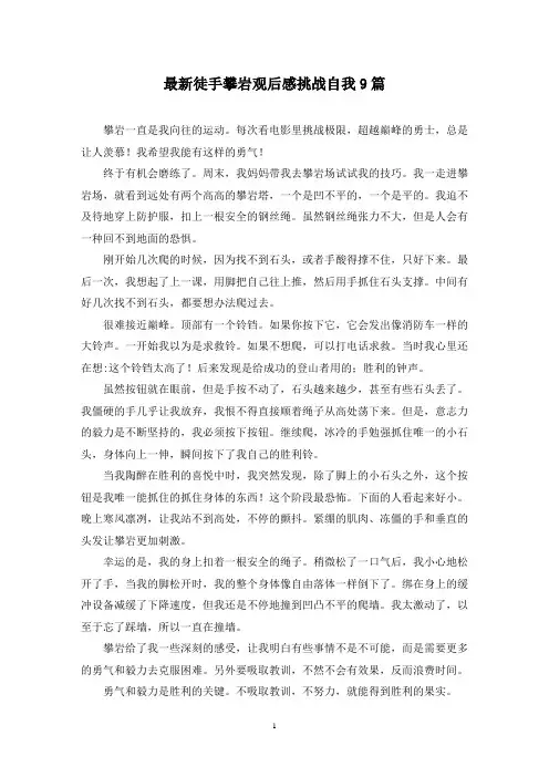 最新徒手攀岩观后感挑战自我9篇