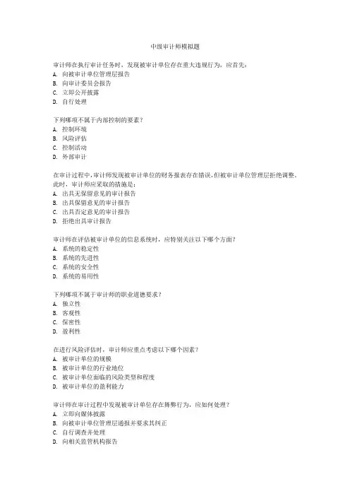 中级审计师模拟题