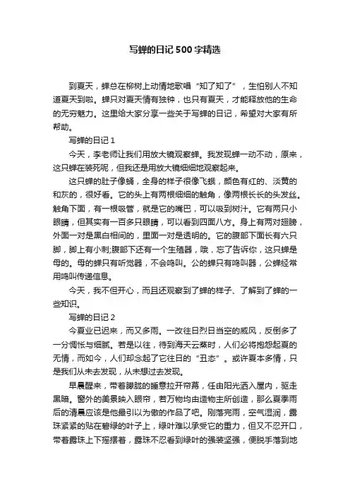 写蝉的日记500字精选