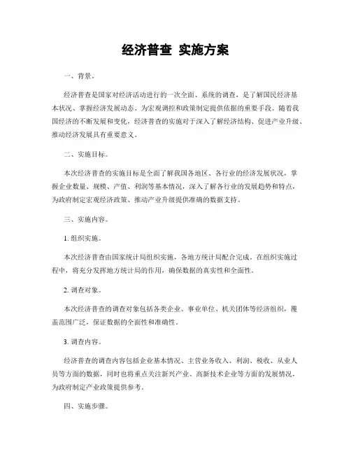 经济普查 实施方案