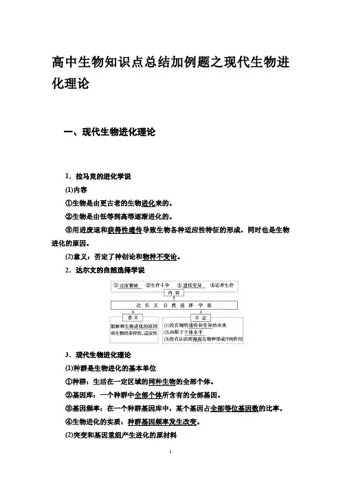 高中生物知识点总结加例题之现代生物进化理论