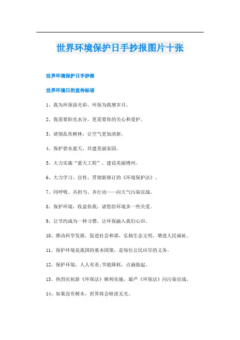 世界环境保护日手抄报图片十张