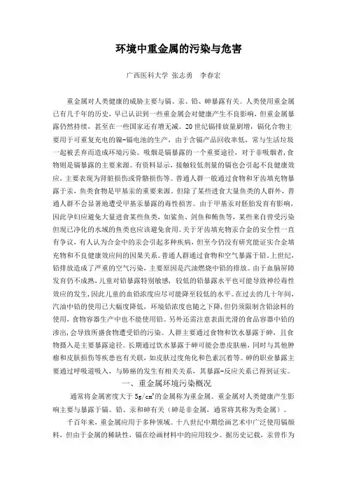 环境中重金属的污染与危害要点