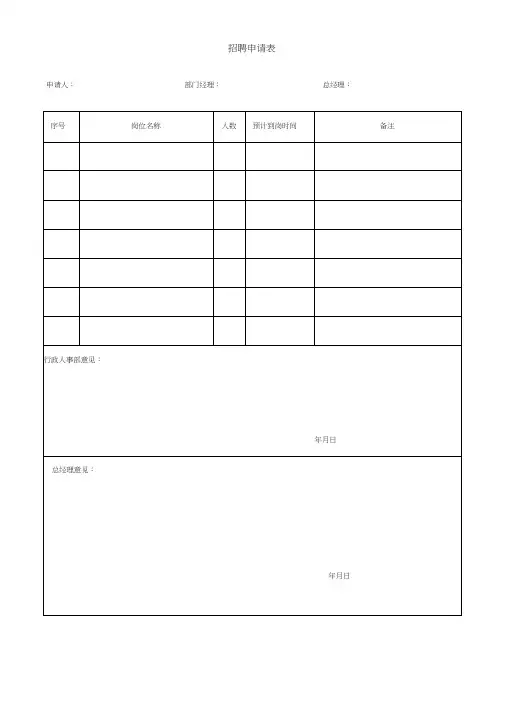 办公常用表格大全