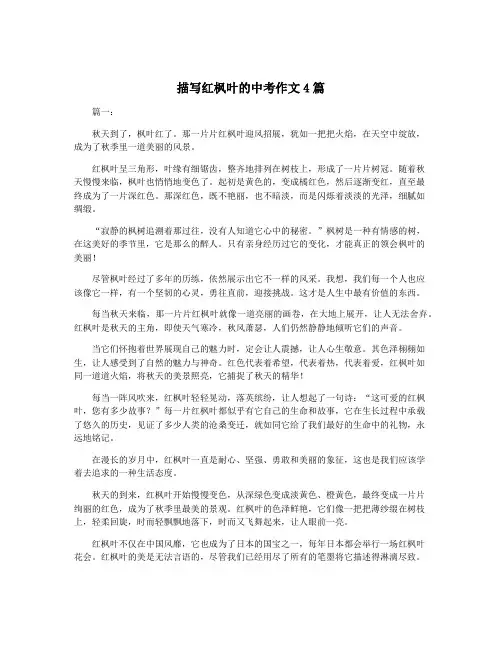 描写红枫叶的中考作文4篇