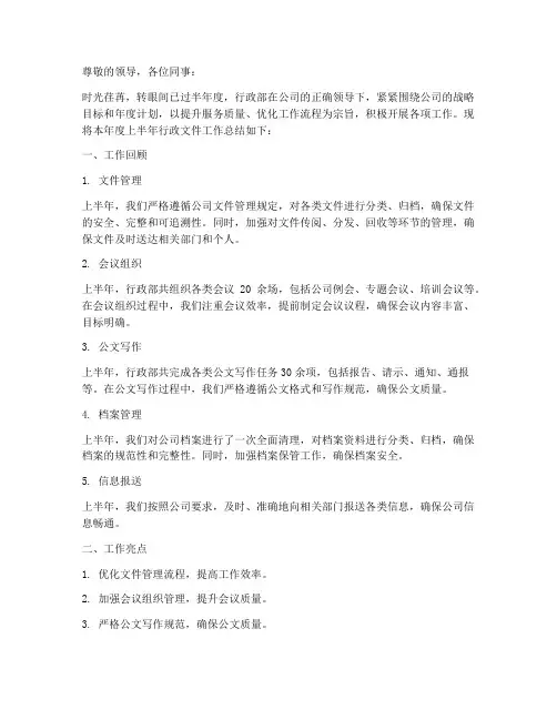 行政文件年中总结范文