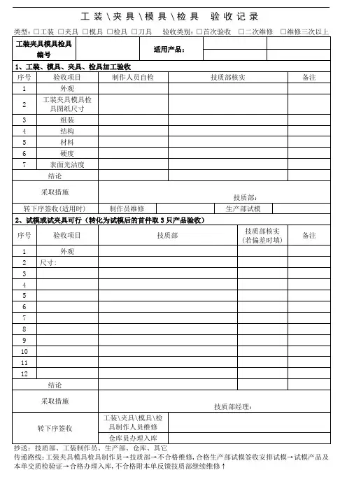 工装模具夹具刀具检具验收记录-模板