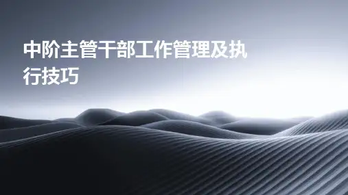 中阶主管干部工作管理及执行技巧