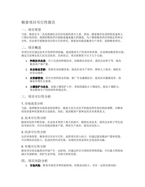 粮食项目可行性报告