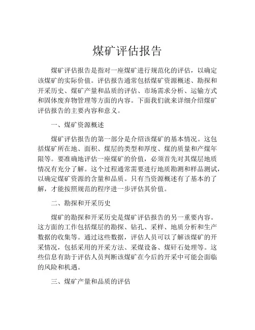 煤矿评估报告