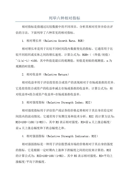 列举六种相对指标