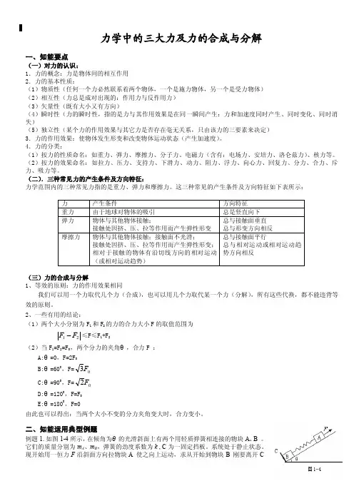 力学中的三大力及力的合成与分解