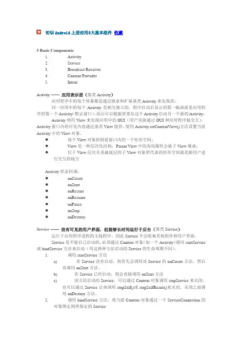 android五大组件详解