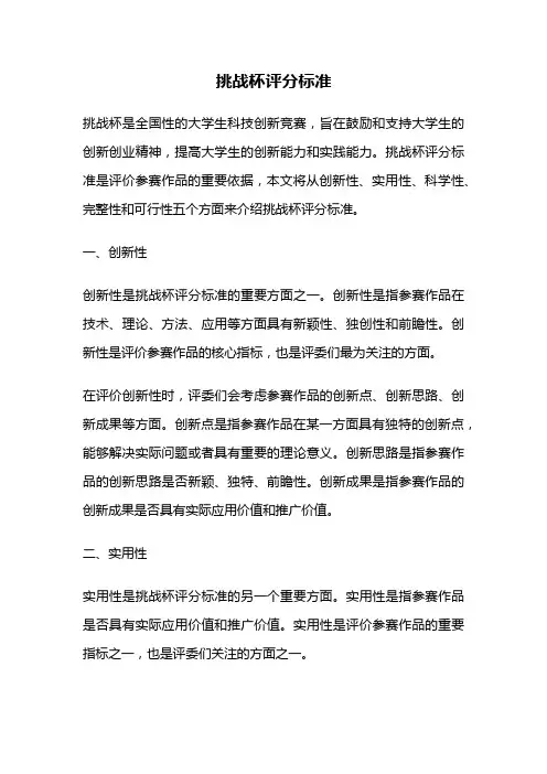 挑战杯评分标准