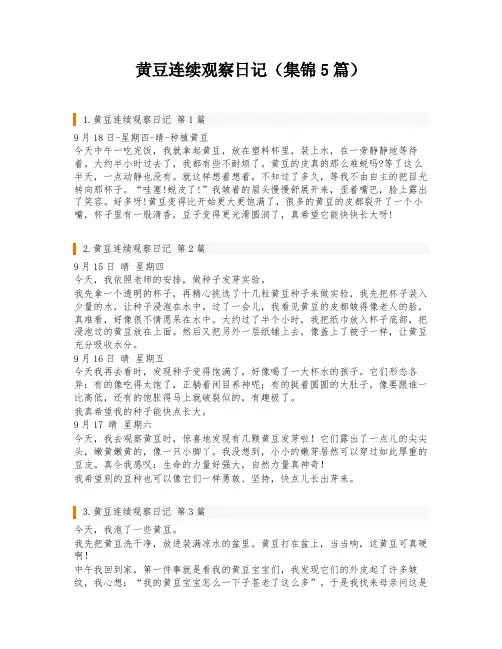 黄豆连续观察日记(集锦5篇)