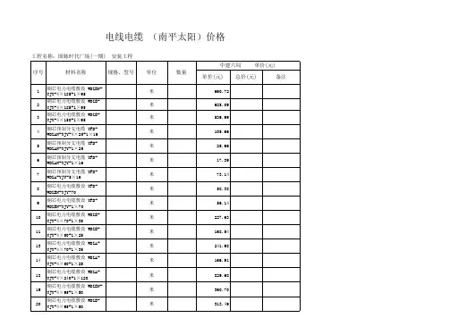 电线电缆价格报价表 (1) (1)