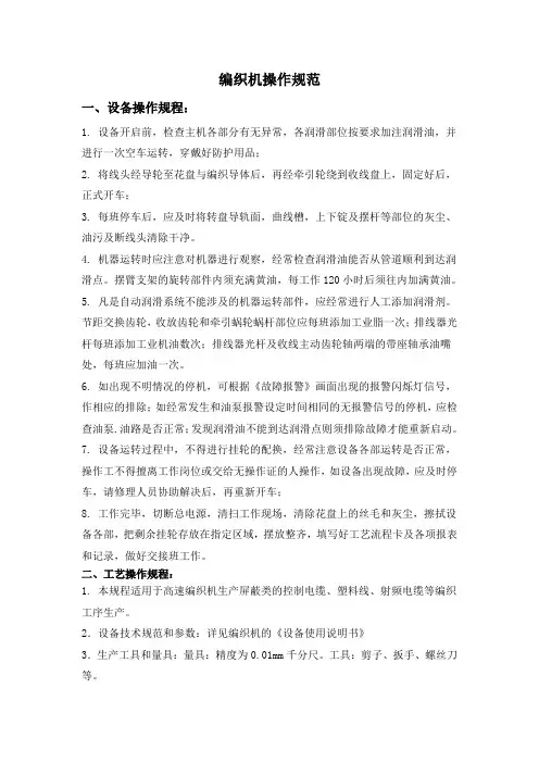 编织机操作规范