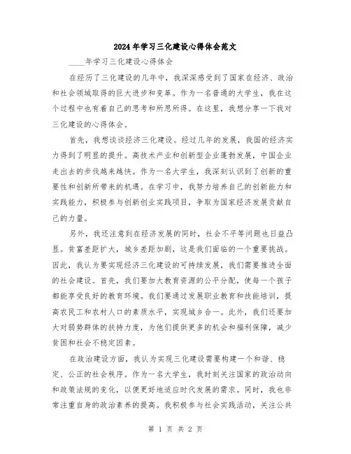2024年学习三化建设心得体会范文