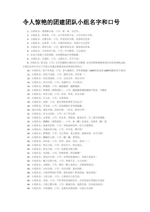 令人惊艳的团建团队小组名字和口号