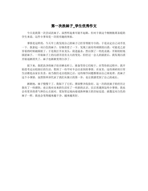 第一次洗袜子_学生优秀作文