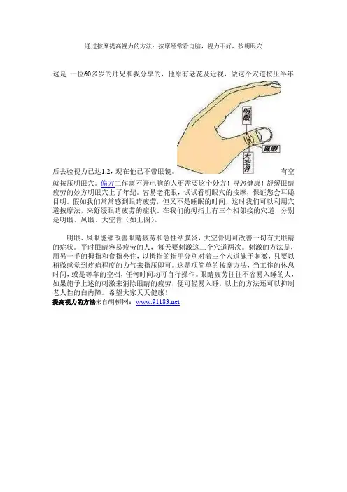 通过按摩提高视力的方法：按摩经常看电脑,视力不好,按明眼穴