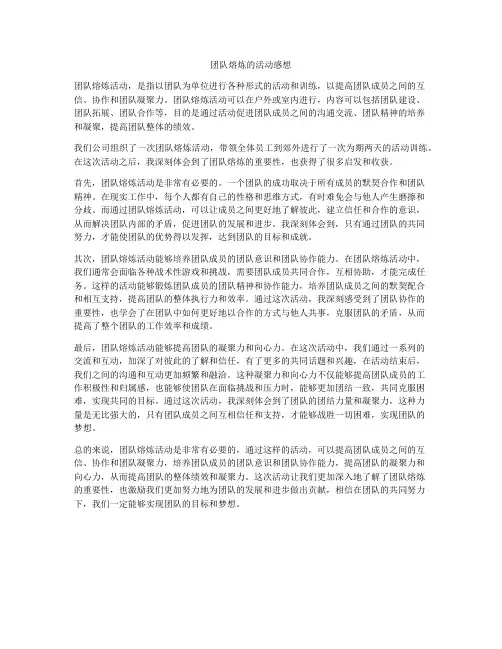 团队熔炼的活动感想