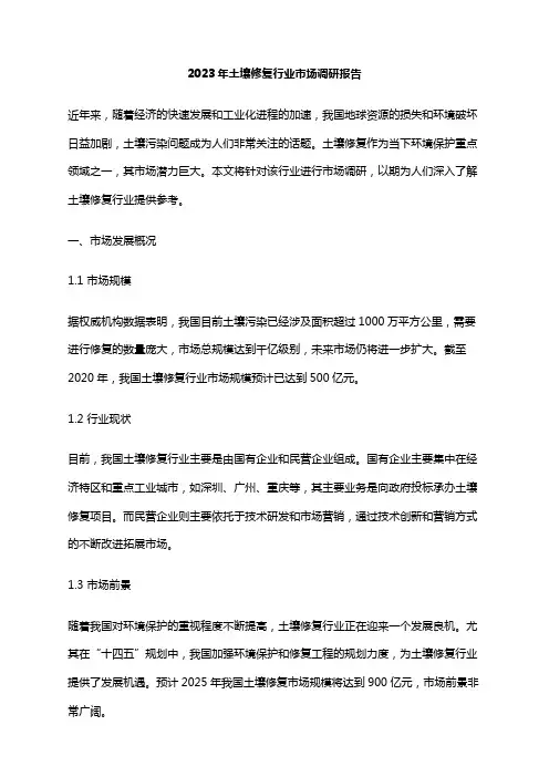 2023年土壤修复行业市场调研报告