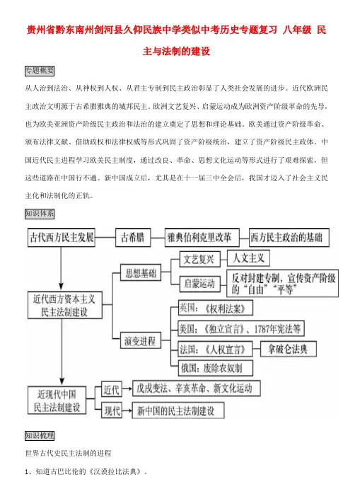 类似中考历史专题复习 八年级 民主与法制的建设-人教版初中九年级全册历史试题