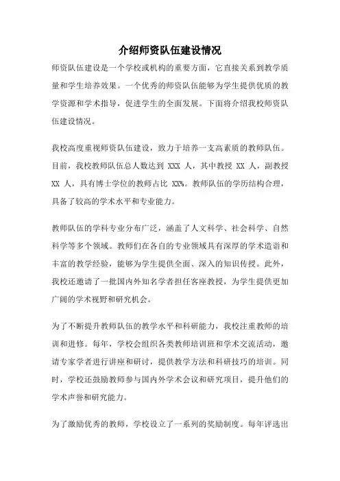 介绍师资队伍建设情况