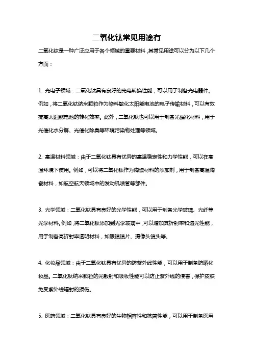 二氧化钛常见用途有