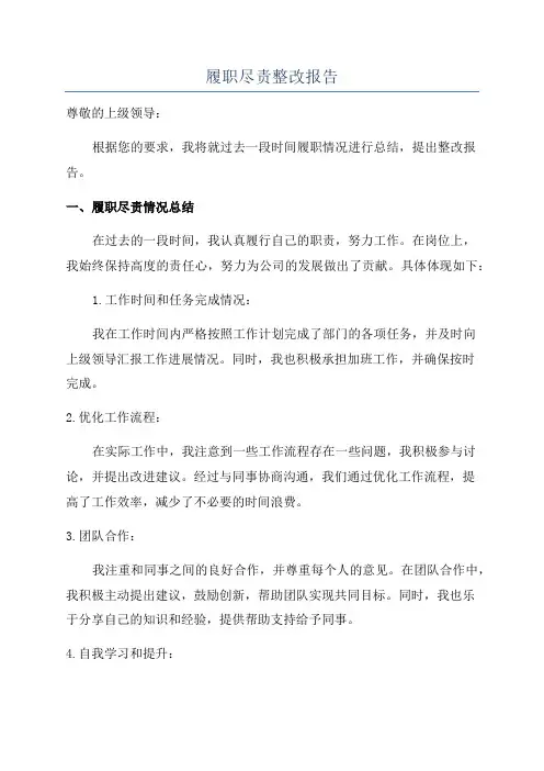 履职尽责整改报告