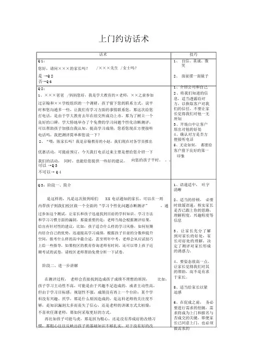 教育咨询师上门约访话术(咨询师基础知识必背)