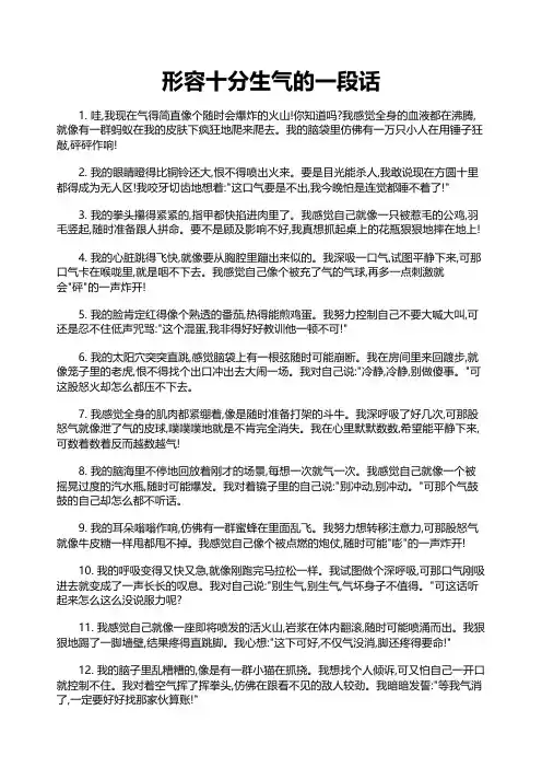 形容十分生气的一段话