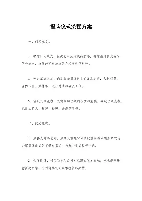 揭牌仪式流程方案