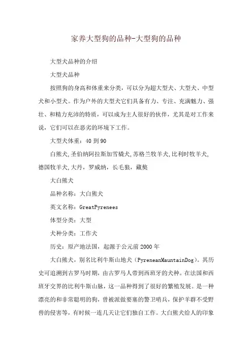 家养大型狗的品种-大型狗的品种