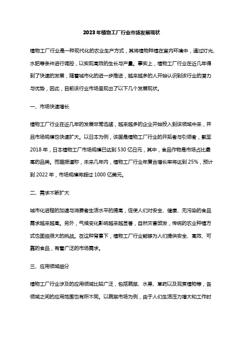 2023年植物工厂行业市场发展现状