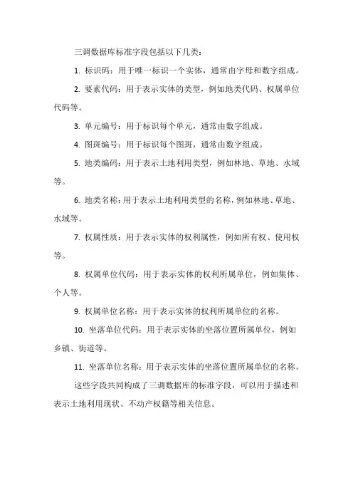 三调数据库标准字段