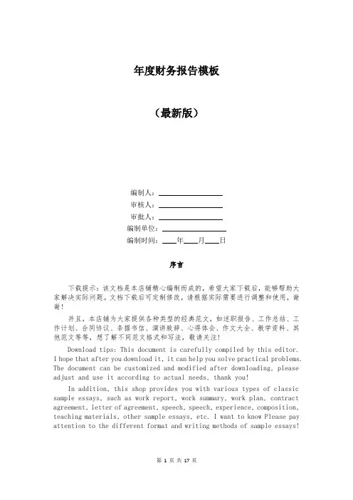 年度财务报告模板