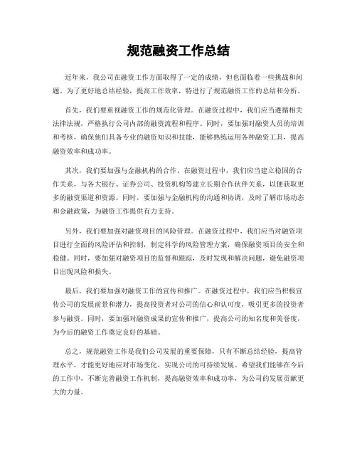 规范融资工作总结