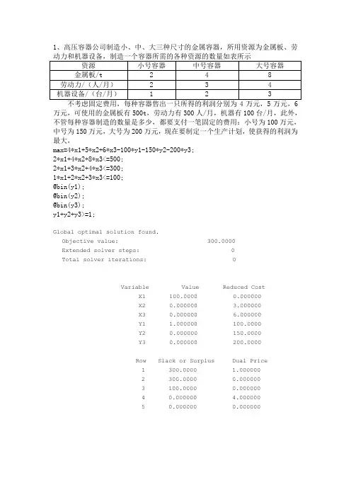 数学建模优化问题经典练习