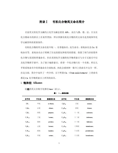 有机化合物英文命名简介