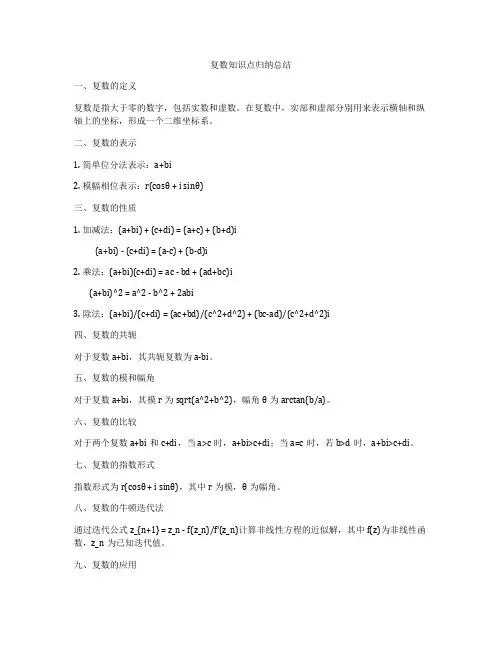 复数知识点归纳总结