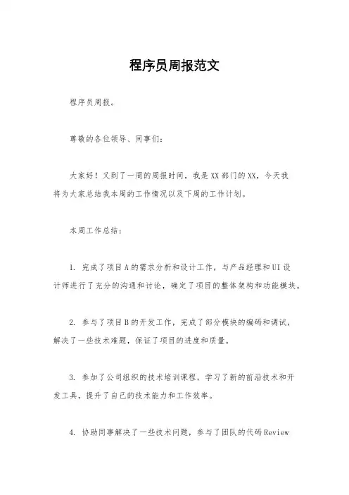 程序员周报范文