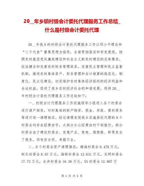 20__年乡镇村级会计委托代理服务工作总结_什么是村级会计委托代理