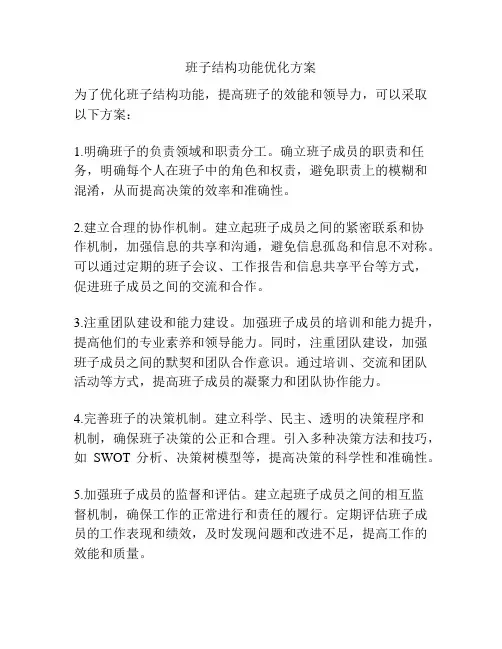 班子结构功能优化方案